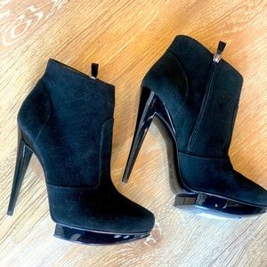 BRAND NEW IN BOX! Black suede stiletto booties.